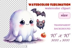 Add a touch of magic to your Halloween with our charming watercolor ghost clipart. Perfect for printing, decorations, cards, and other creative projects. Available for download in PNG format with a transparent background!