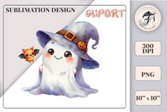 Add a touch of magic to your Halloween with our charming watercolor ghost clipart. Perfect for printing, decorations, cards, and other creative projects. Available for download in PNG format with a transparent background!