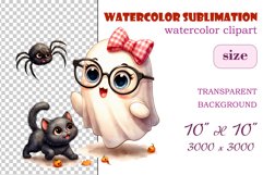 Add a touch of magic to your Halloween with our charming watercolor ghost clipart. Perfect for printing, decorations, cards, and other creative projects. Available for download in PNG format with a transparent background!