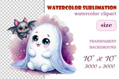 Add a touch of magic to your Halloween with our charming watercolor ghost clipart. Perfect for printing, decorations, cards, and other creative projects. Available for download in PNG format with a transparent background!