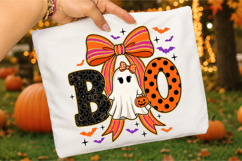 Cute Halloween Ghost With Bow Png, Coquette Halloween Product Image 3