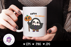 Halloween ghost cartoon with Pumpkin kawaii cliparts Product Image 2