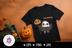 Halloween ghost cartoon with Pumpkin kawaii cliparts Product Image 4