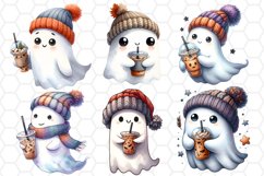 Cute Halloween Ghosts Watercolor Cliparts Sublimation PNG