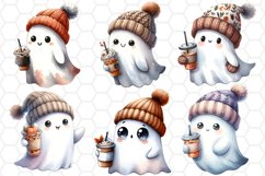 Cute Halloween Ghosts Watercolor Cliparts Sublimation PNG