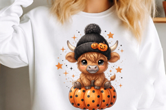 Cute Halloween Highland Cow PNG Product Image 3