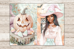 GlamArtZhanna, Cute Halloween Junk Journal Paper, Witch Junk Journal Pages, Candy Halloween Collage Sheet, Girly Halloween Scrapbook Paper, African American Girl Junk Journal Kit, Cute Halloween Journal Card, Spooky Season Journaling Pages, Witch Ephemera