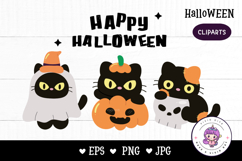 Halloween Black cats kawaii animal Spooky character kitten Product Image 1