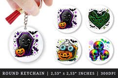 Cute Halloween round keychain pintable sublimation design Product Image 1