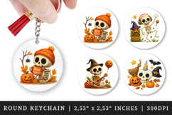 Cute Halloween round keychain pintable sublimation design Product Image 1