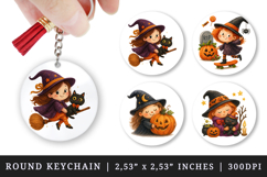 Cute Halloween round keychain pintable sublimation design Product Image 1