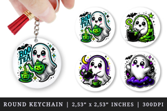 Cute Halloween round keychain pintable sublimation design Product Image 1