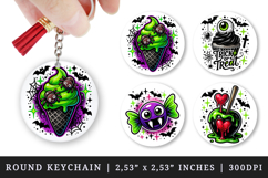 Cute Halloween round keychain pintable sublimation design Product Image 1