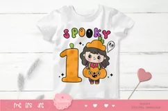 Number one Cute girl halloween kawaii clipart spooky cartoon Product Image 3