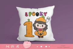 Number one Cute girl halloween kawaii clipart spooky cartoon Product Image 5