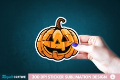 Cute Halloween Pumpkin Sticker Clipart, Sticker PNG Clipart Product Image 1