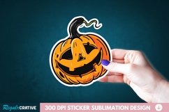 Cute Halloween Pumpkin Sticker Clipart, Sticker PNG Clipart Product Image 1