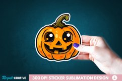 Cute Halloween Pumpkin Sticker Clipart, Sticker PNG Clipart Product Image 1