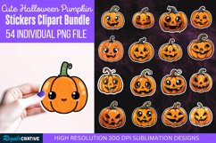 Cute Halloween Pumpkin Stickers Clipart Bundle Product Image 1