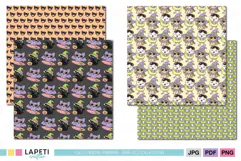 Cute Halloween scrapbook papers with bats cats vampires and skeletons