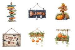 Cute Halloween Signs PNG Clipart Bundle Product Image 2