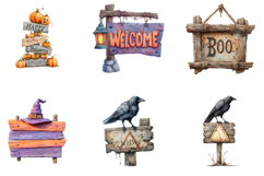 Cute Halloween Signs PNG Clipart Bundle Product Image 4