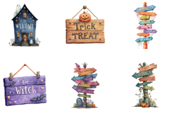Cute Halloween Signs PNG Clipart Bundle Product Image 5