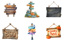 Cute Halloween Signs PNG Clipart Bundle Product Image 6