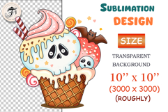 Cute Halloween clipart of a skull ice cream with whipped topping, candies, bat and waffle cone. Perfect spooky cute sublimation PNG for stickers, scrapbooking, and Halloween crafts.