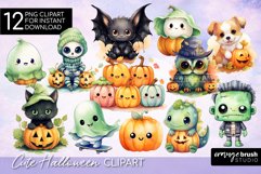 Cute Halloween Sublimation Bundle PNG Watercolor Clipart