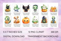 Cute Halloween Sublimation Bundle PNG Watercolor Clipart