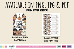 Digital Halloween tags sheet in PNG, JPG and PDF, fun printable for kids.