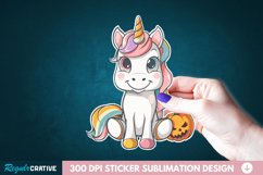Cute Halloween Unicorn Sticker Clipart, Sticker PNG Clipart Product Image 1