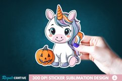 Cute Halloween Unicorn Sticker Clipart, Sticker PNG Clipart Product Image 1