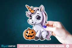 Cute Halloween Unicorn Sticker Clipart, Sticker PNG Clipart Product Image 1