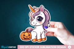 Cute Halloween Unicorn Sticker Clipart, Sticker PNG Clipart Product Image 1