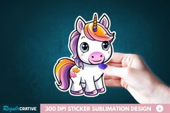 Cute Halloween Unicorn Sticker Clipart, Sticker PNG Clipart Product Image 1