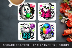 Cute Halloween square coaster sublimation, coasters design Product Image 1