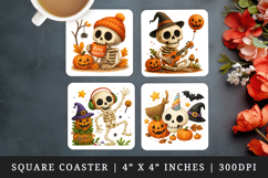 Cute Halloween square coaster sublimation, coasters design Product Image 1