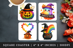 Cute Halloween square coaster sublimation, coasters design Product Image 1