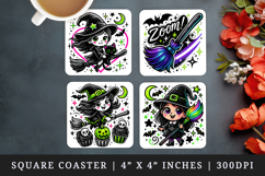 Cute Halloween square coaster sublimation, coasters design Product Image 1