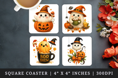 Cute Halloween square coaster sublimation, coasters design Product Image 1