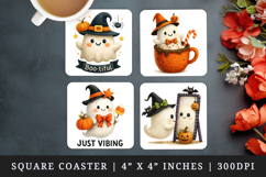 Cute Halloween square coaster sublimation, coasters design Product Image 1
