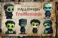 Cute Halloween Frankenstein. TShirt Sticker. Product Image 1
