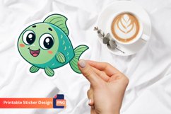 Cute Happy Fish Sticker, Cute Fish Art, Adorable Fish Decal Product Image 1