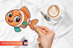 Cute Happy Fish Sticker, Cute Fish Art, Adorable Fish Decal Product Image 1