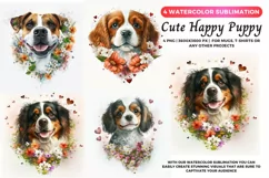 4 Cute Puppy Portrait, Lovely Dogs , 4 Watercolor Cute dogs Product Image 1