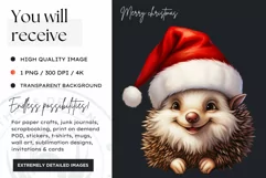 Cute Hedgehog clipart, Christmas Animals PNG for Sublimation Product Image 2