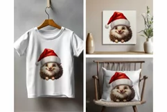 Cute Hedgehog clipart, Christmas Animals PNG for Sublimation Product Image 3