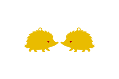 Cute Hedgehog Earrings with Engrave Heart Laser Cut SVG Product Image 2